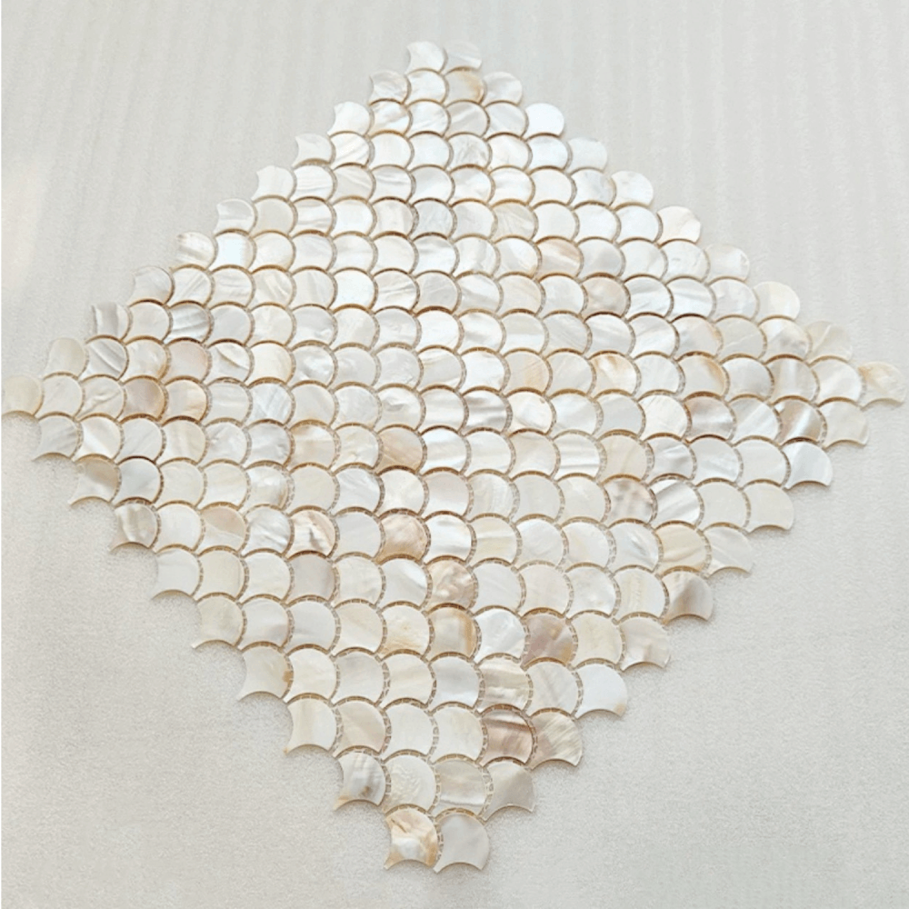 โมเสคเปลือกหอย TIMELESS TILES รุ่น PEARL SEASHELL MOSAIC 30 X 30 ซม. สีขาว CHAMPAGNE WHITE ทรงพัด ผิวเงา_5