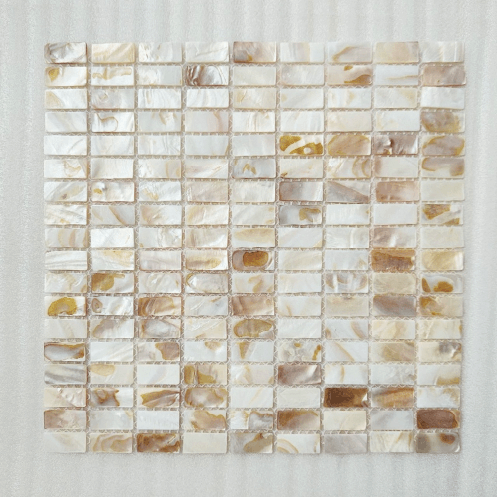 โมเสคเปลือกหอย TIMELESS TILES รุ่น PEARL SEASHELL MOSAIC 30 X 30 ซม. สีขาวน้ำตาล AMBER BROWN ทรงสี่เหลี่ยมพื้นผ้า ผิวเงา_4