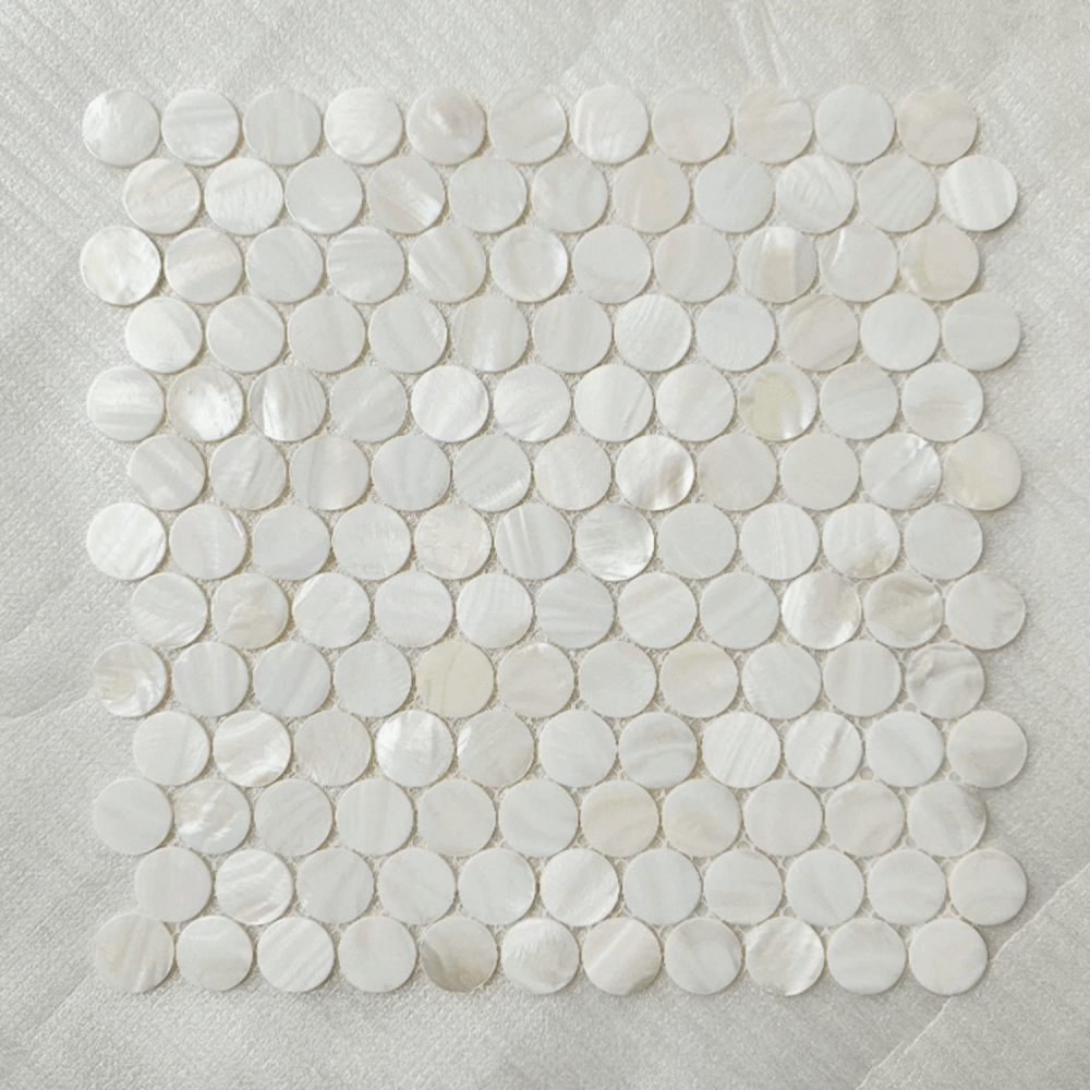 โมเสคเปลือกหอย TIMELESS TILES รุ่น PEARL SEASHELL MOSAIC 28.5 X 29.5 ซม. สีขาว IVORY WHITE ทรงกลม ผิวเงา_4
