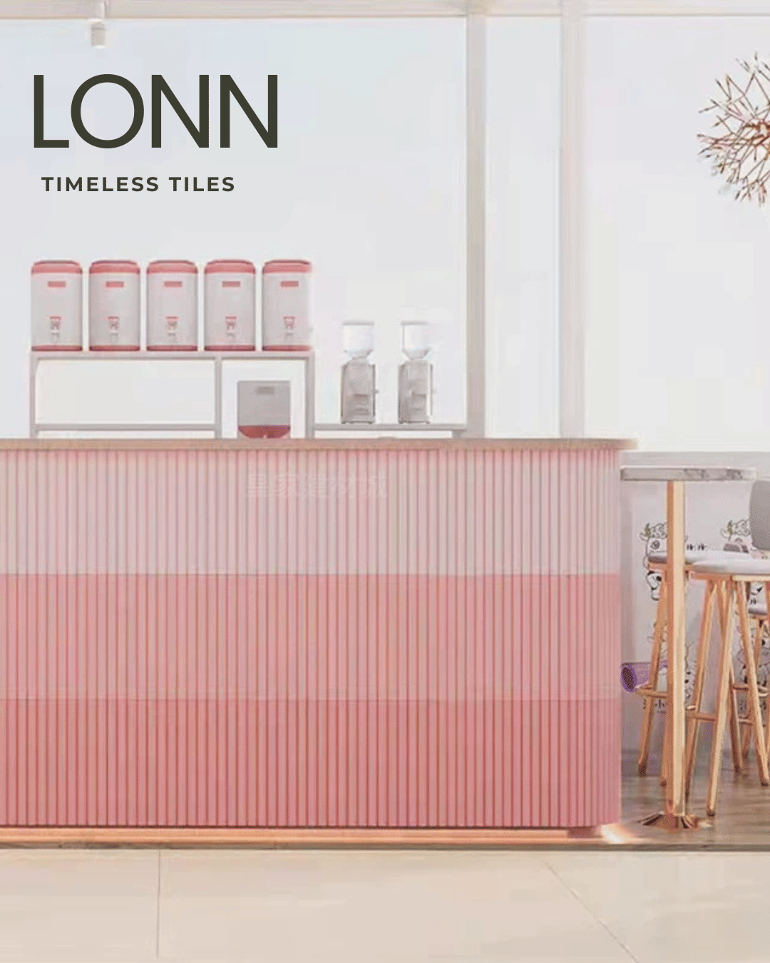 โมเสค TIMELESS TILES รุ่น LONN 29X30 ซม. สีชมพู BOLD PINK โมเสกแท่งทรงโค้งครึ่งวงกลม_6