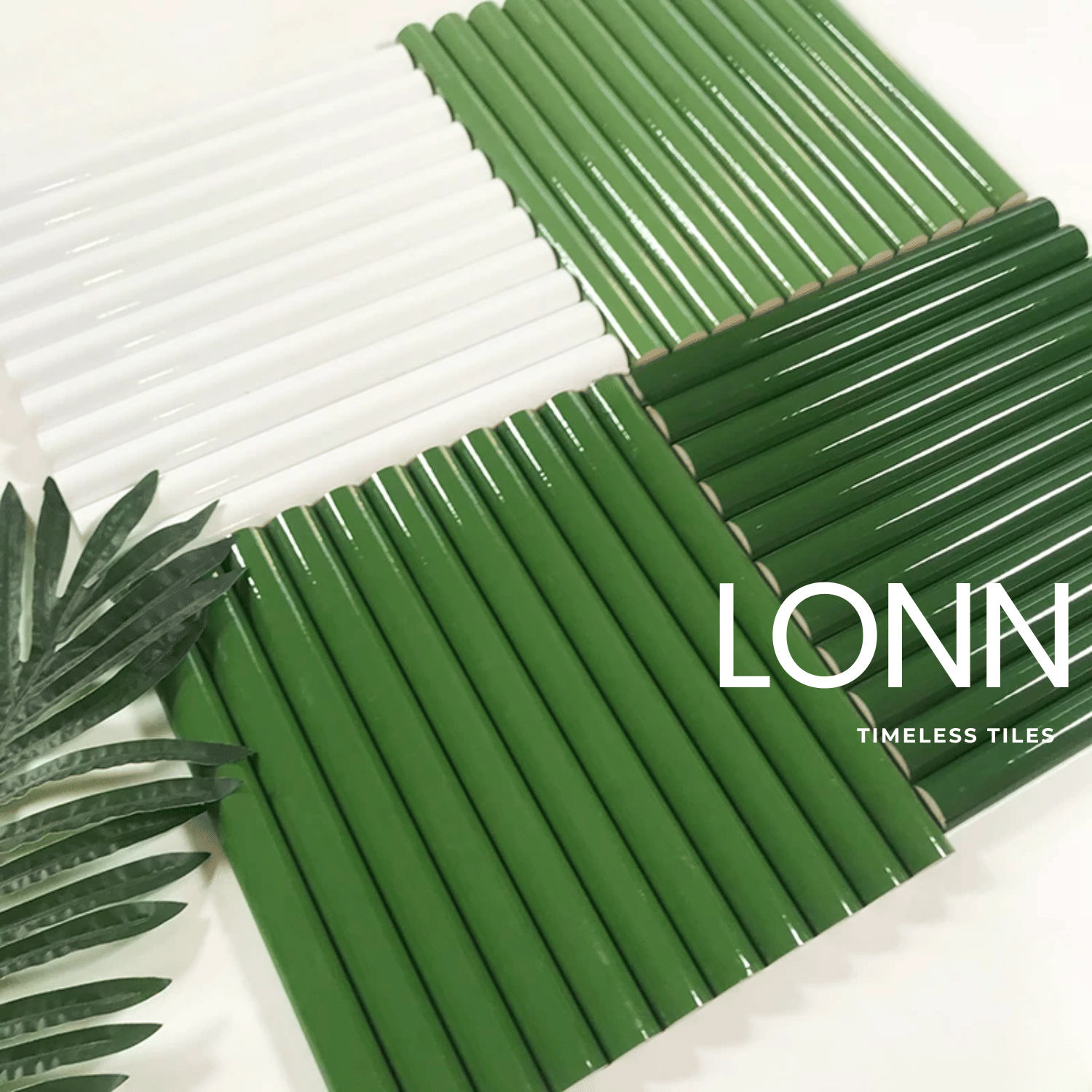 โมเสค TIMELESS TILES รุ่น LONN 29X30 ซม. สีเขียวเข้ม DARK GREEN โมเสคแท่งทรงโค้งครึ่งวงกลม_5