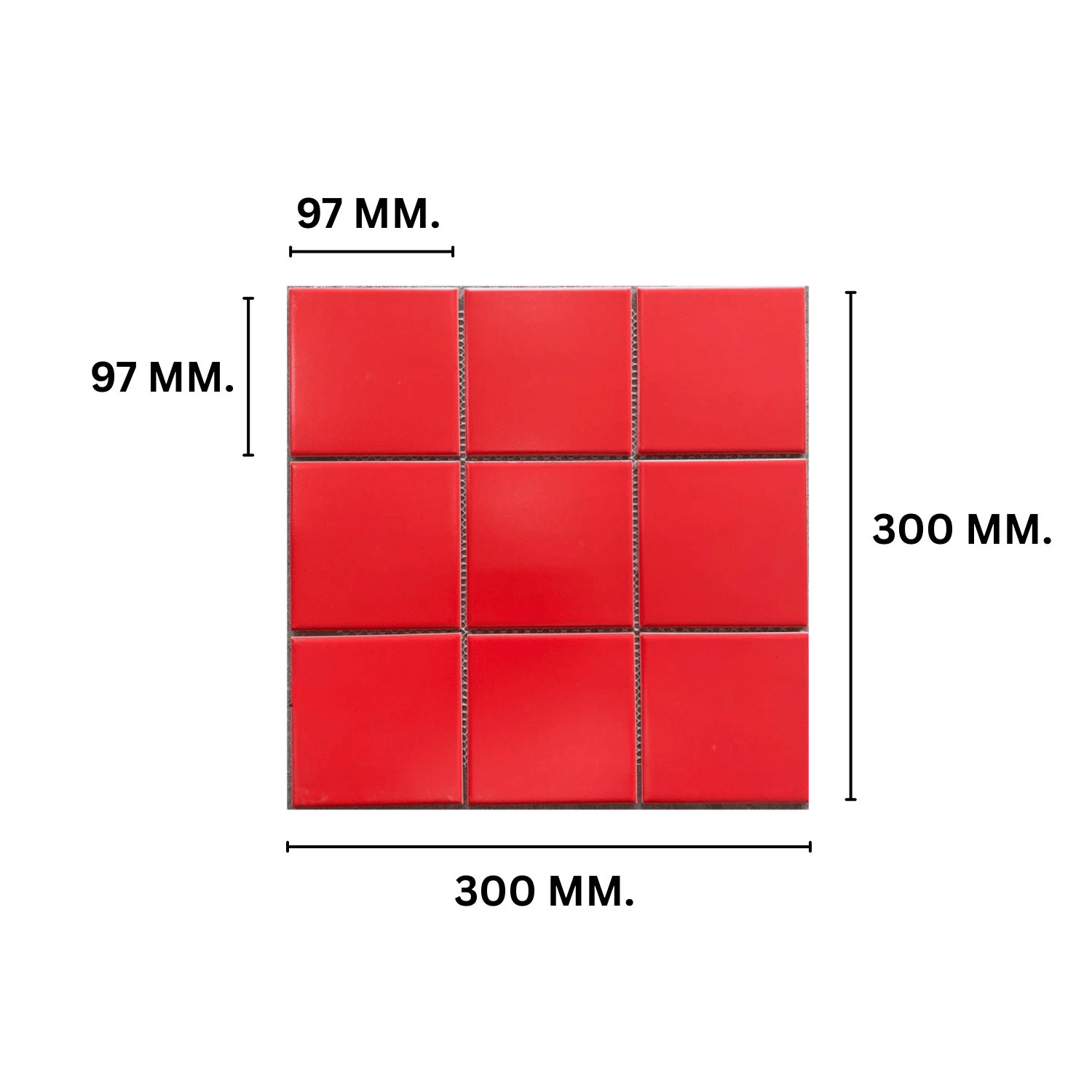 โมเสค TIMELESS TILES รุ่น 3X3 SQUARE MOSAIC TILES ขนาด 30X30 ซม. สีแดง ผิวด้าน MATTE RED_1