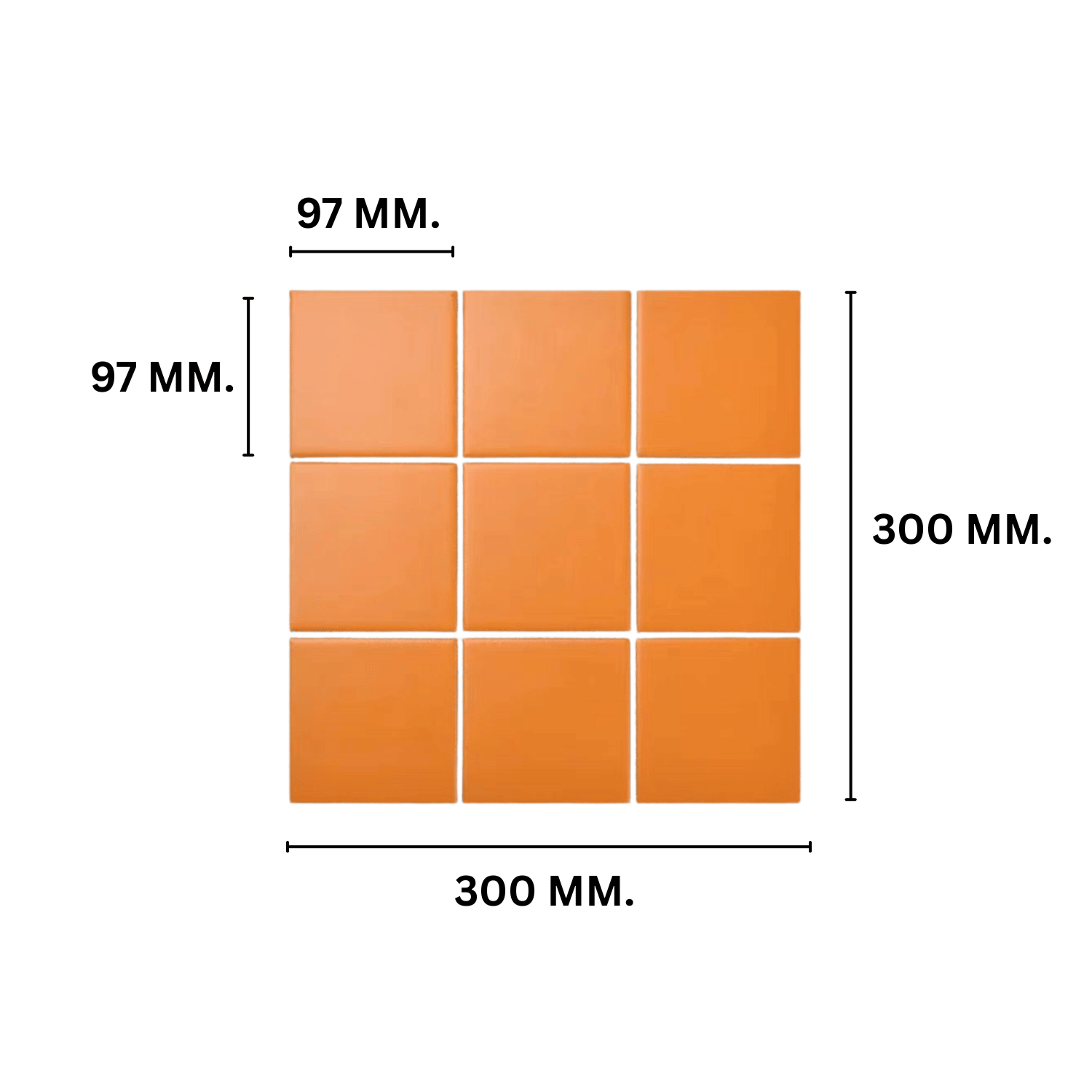 โมเสค TIMELESS TILES รุ่น 3X3 SQUARE MOSAIC TILES ขนาด 30X30 ซม. สีส้ม ผิวแมท_1