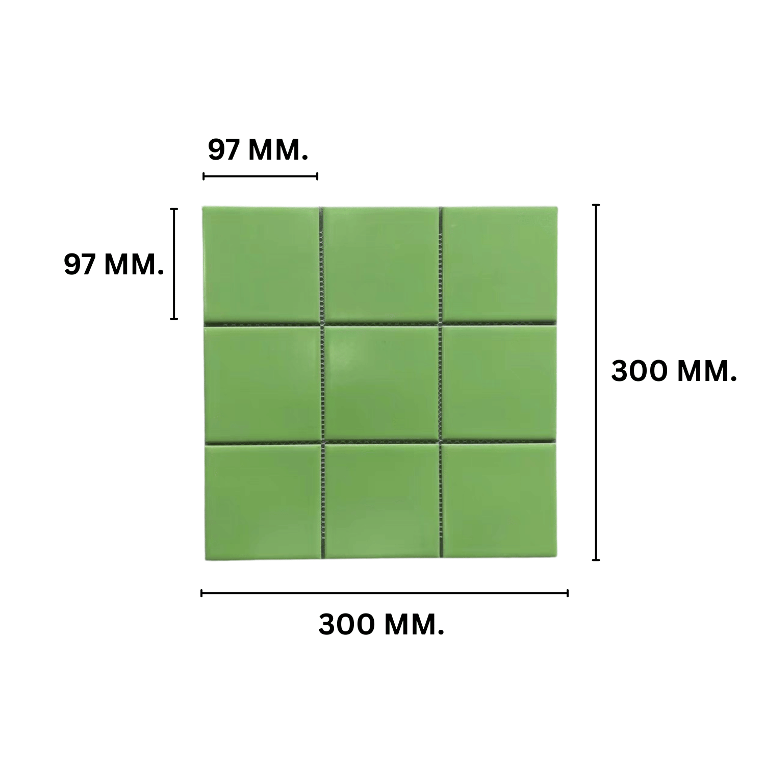 โมเสค TIMELESS TILES รุ่น 3X3 SQUARE MOSAIC TILES ขนาด 30X30 ซม. สีเขียวอ่อน ผิวด้าน_1