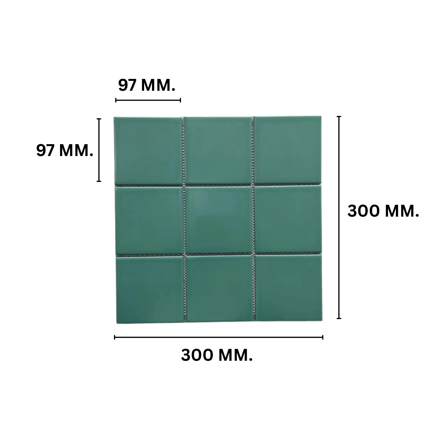 โมเสค TIMELESS TILES รุ่น 3X3 SQUARE MOSAIC TILES ขนาด 30X30 ซม. สีเขียวมอส ผิวด้าน_1