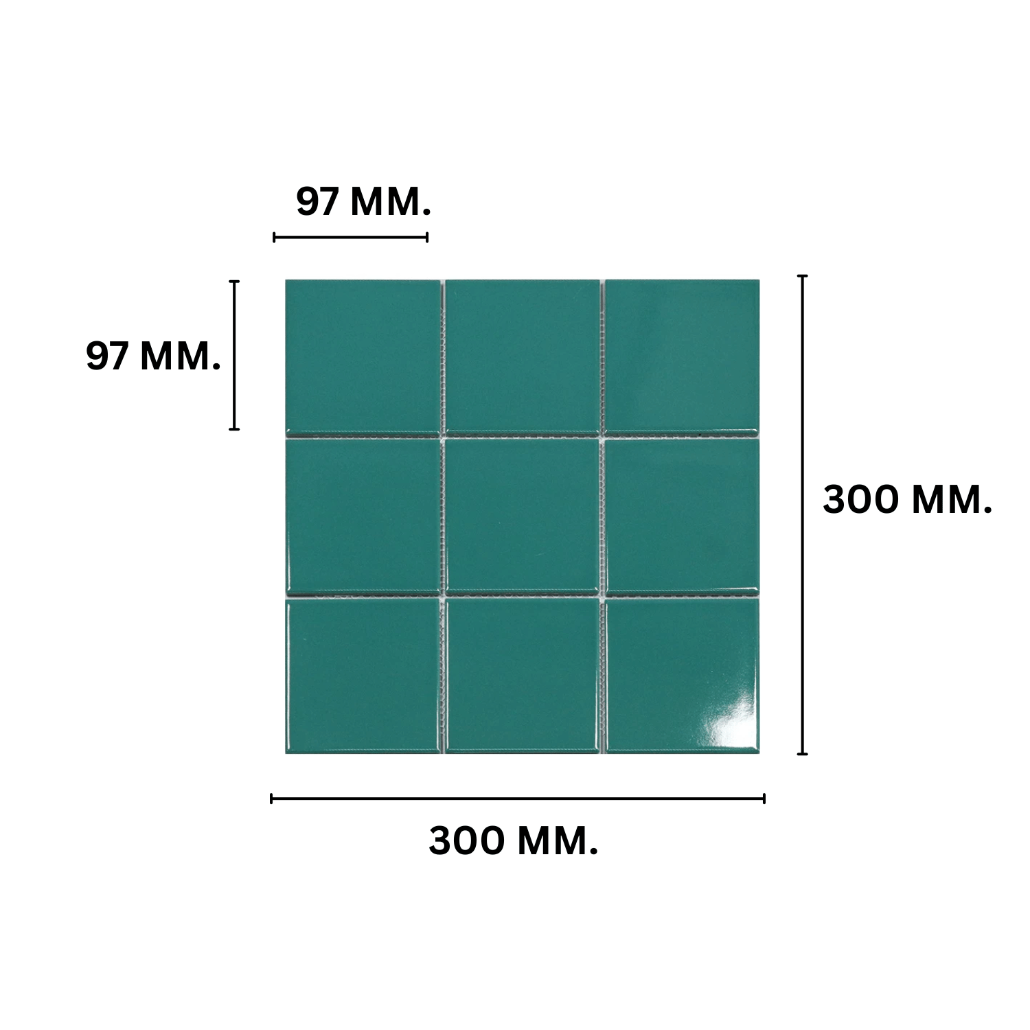 โมเสค TIMELESS TILES รุ่น 3X3 SQUARE MOSAIC TILES ขนาด 30X30 ซม. สีเขียวมอส ผิวเงา_1