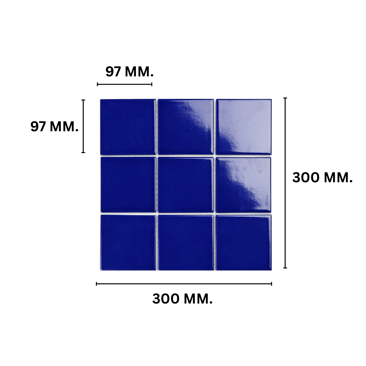 โมเสค TIMELESS TILES รุ่น 3X3 SQUARE MOSAIC TILES ขนาด 30X30 ซม. สีน้ำเงิน ผิวเงา_1