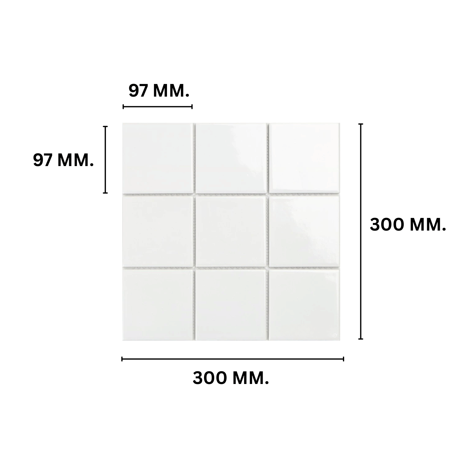 โมเสค TIMELESS TILES รุ่น 3X3 SQUARE MOSAIC TILES ขนาด 30X30 ซม. สีขาว ผิวเงา (ราคา/ตรม.)_1