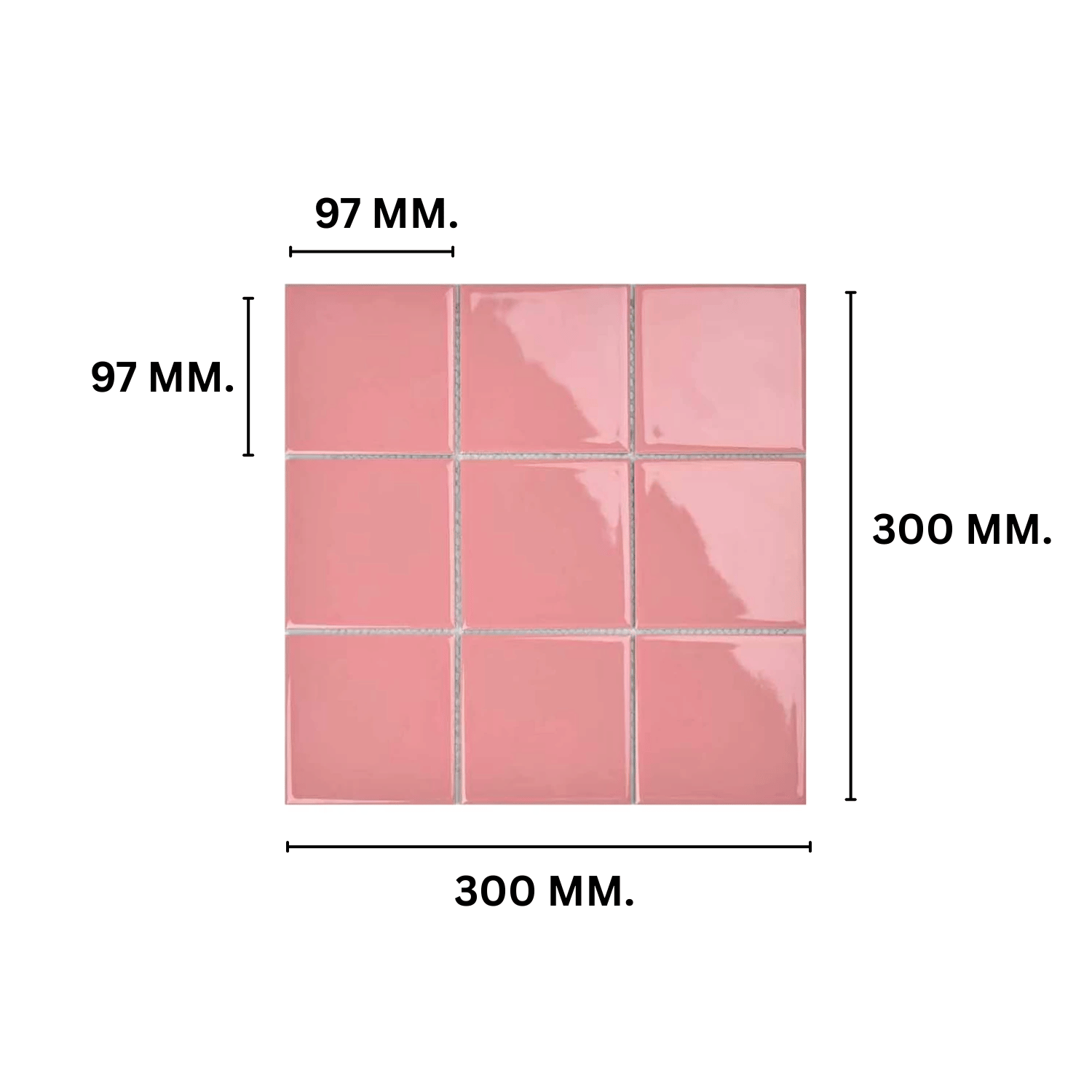 โมเสค TIMELESS TILES รุ่น 3X3 SQUARE MOSAIC TILES ขนาด 30X30 ซม. สีชมพูพาสเทล ผิวเงา_1