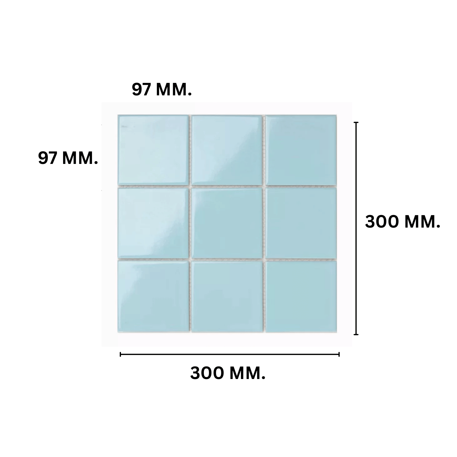 โมเสค TIMELESS TILES รุ่น 3X3 SQUARE MOSAIC TILES ขนาด 30X30 ซม. สีสกายบูล ผิวเงา_1