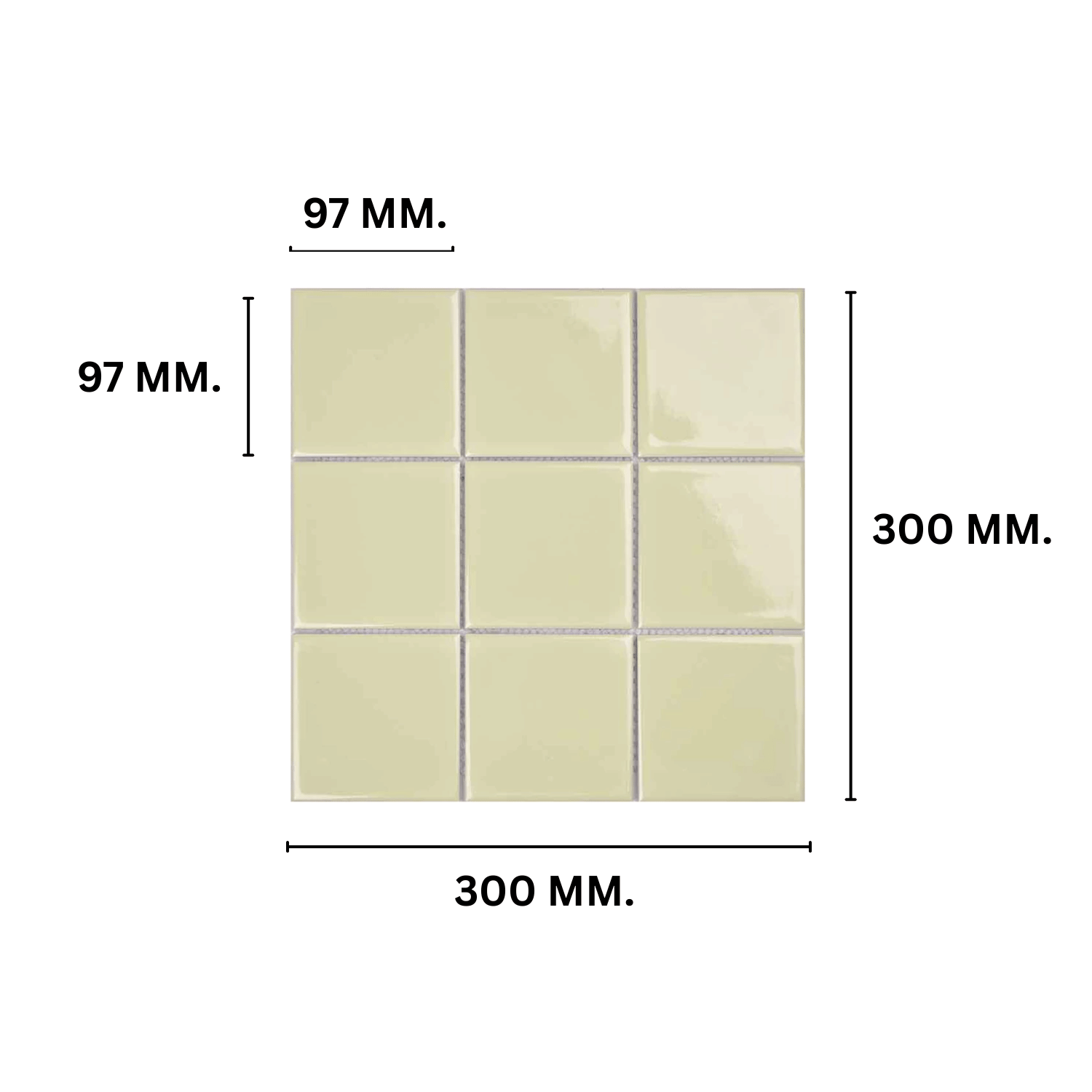 โมเสค TIMELESS TILES รุ่น 3X3 SQUARE MOSAIC TILES ขนาด 30X30 ซม. สีเบจ ผิวเงา_1