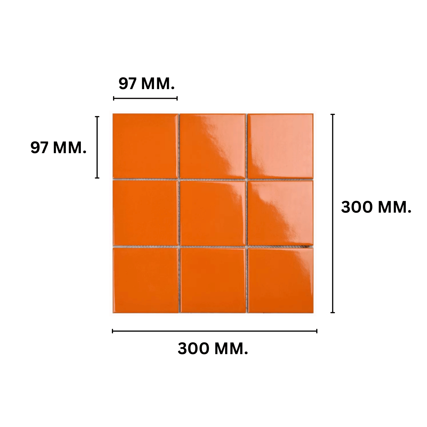 โมเสค TIMELESS TILES รุ่น 3X3 SQUARE MOSAIC TILES ขนาด 30X30 ซม. สีส้ม ผิวเงา_1