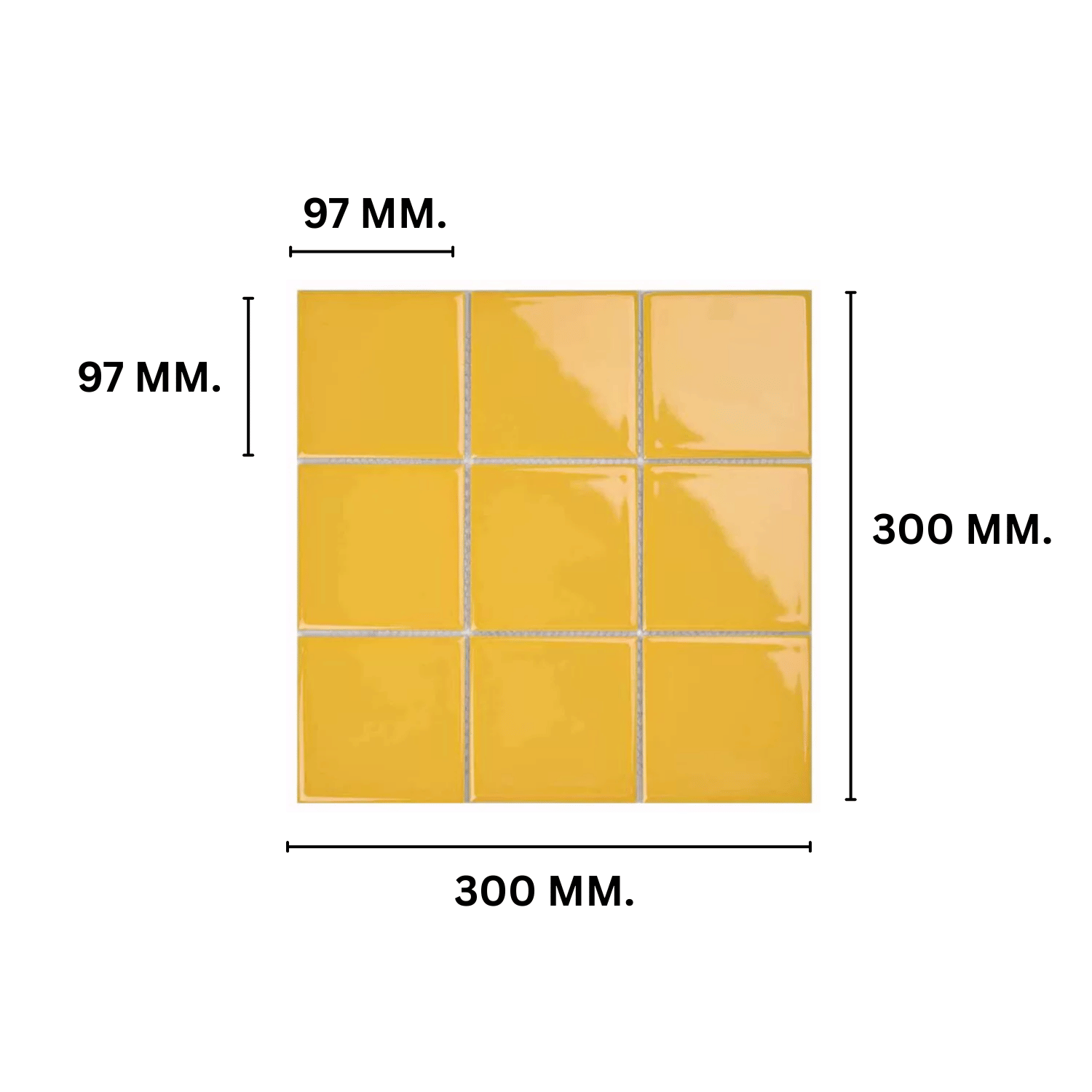 โมเสค TIMELESS TILES รุ่น 3X3 SQUARE MOSAIC TILES ขนาด 30X30 ซม. สีเหลือง ผิวเงา_1