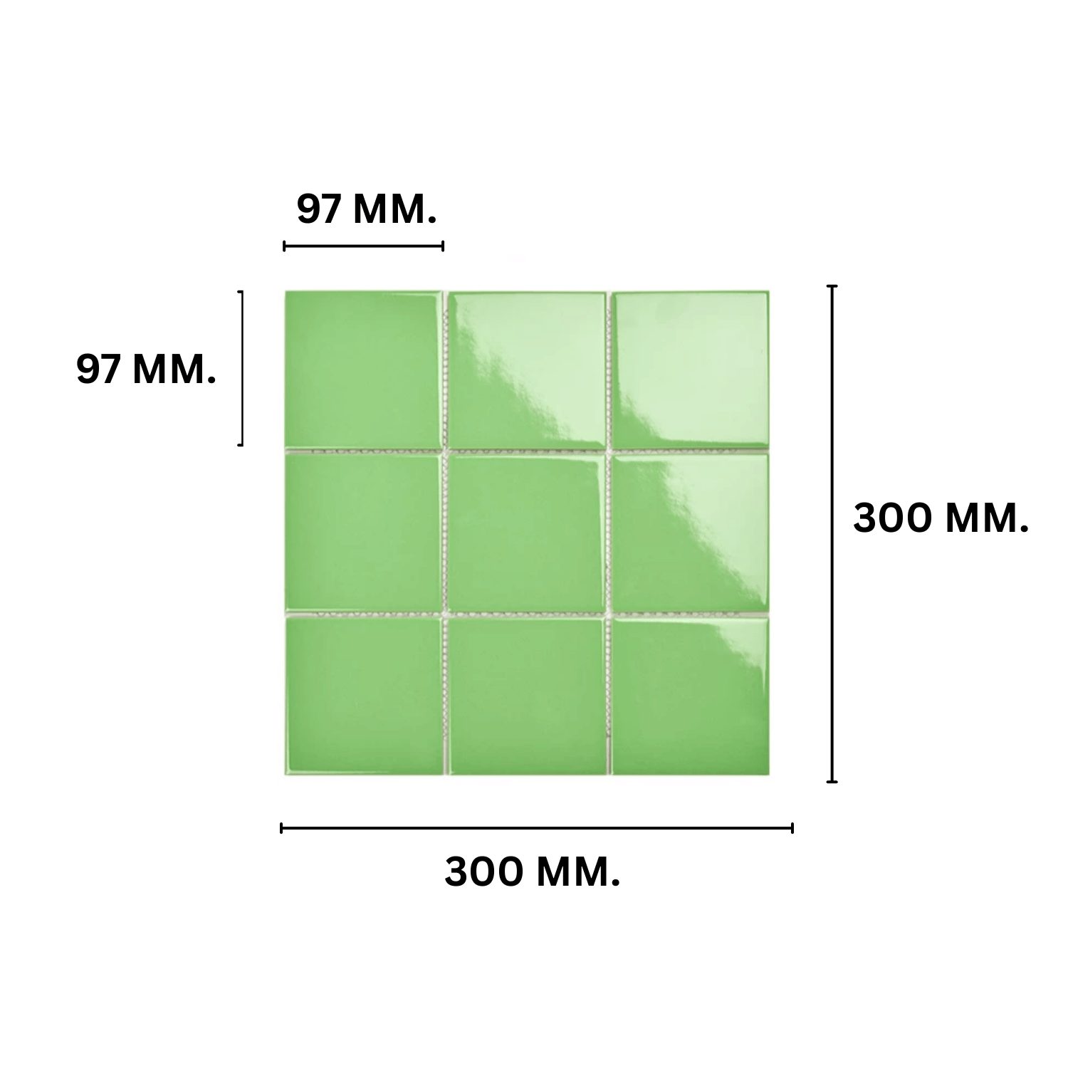 โมเสค TIMELESS TILES รุ่น 3X3 SQUARE MOSAIC TILES ขนาด 30X30 ซม. สีเขียวอ่อน ผิวเงา_1