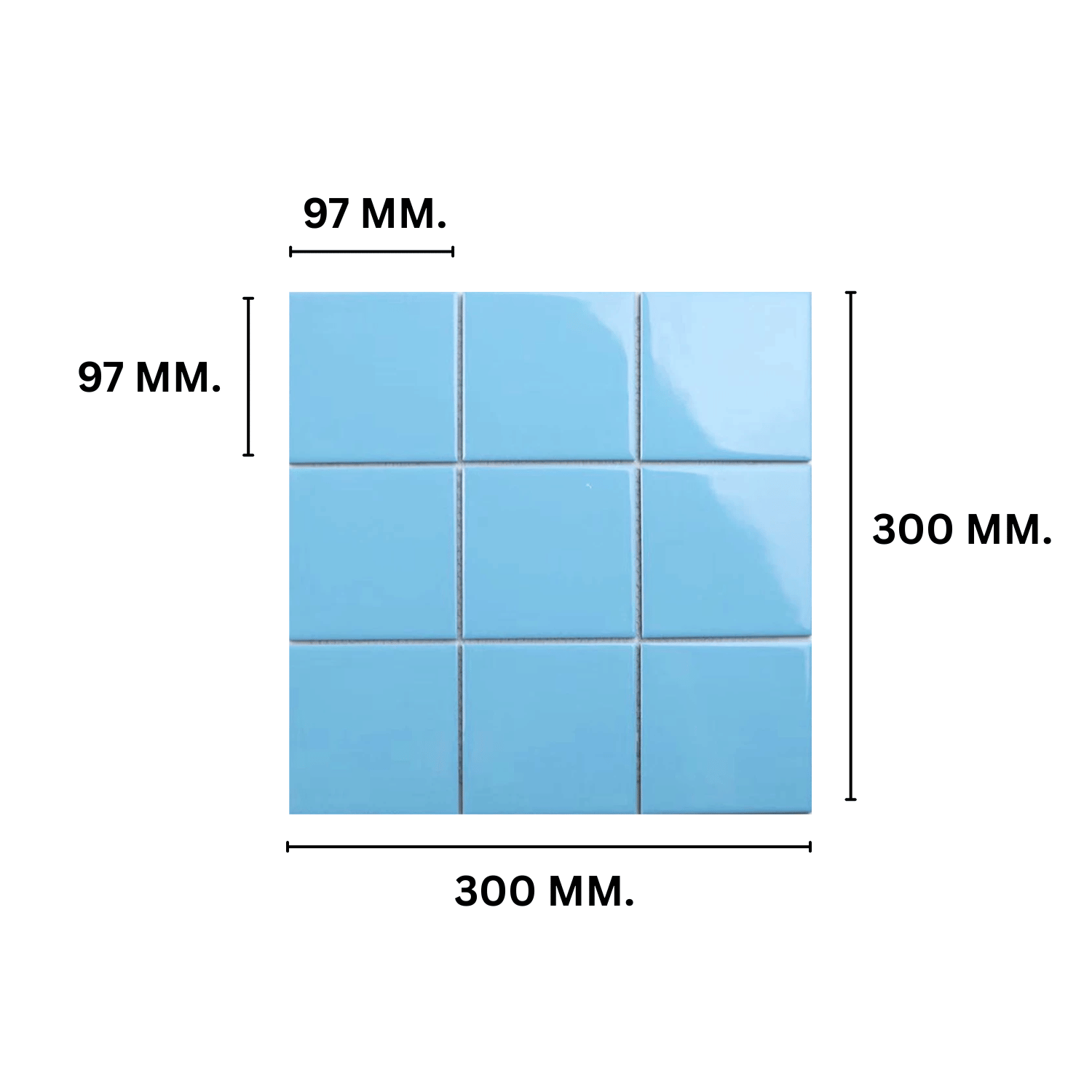 โมเสค TIMELESS TILES รุ่น 3X3 SQUARE MOSAIC TILES ขนาด 30X30 ซม. สีฟ้าพาสเทล ผิวเงา_1