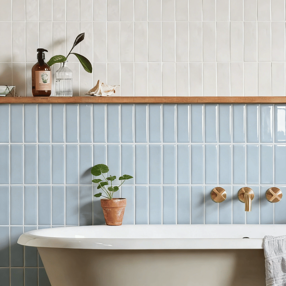 3D วอลเปเปอร์ ลายกระเบื้องโมเสค TIMELESS TILES สีฟ้า ผิวเงา GLOSSY BLUE_2