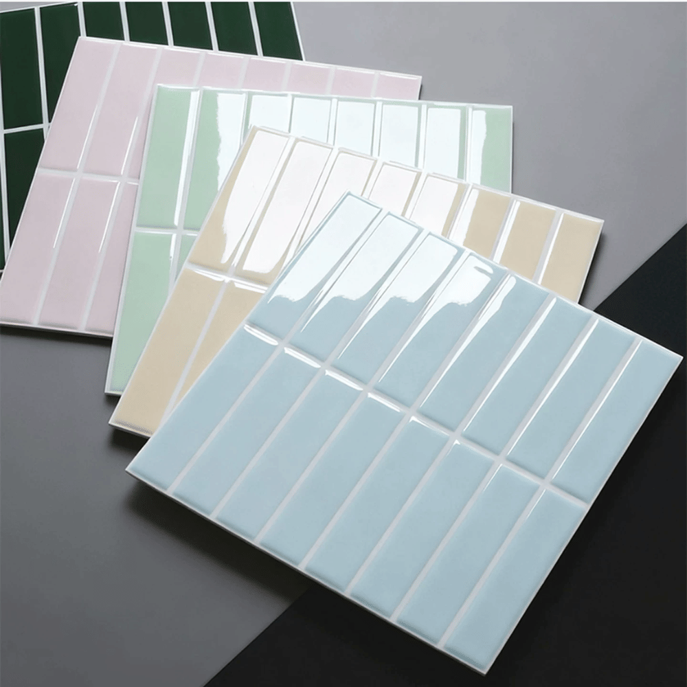 3D วอลเปเปอร์ ลายกระเบื้องโมเสค TIMELESS TILES สีฟ้า ผิวเงา GLOSSY BLUE_3