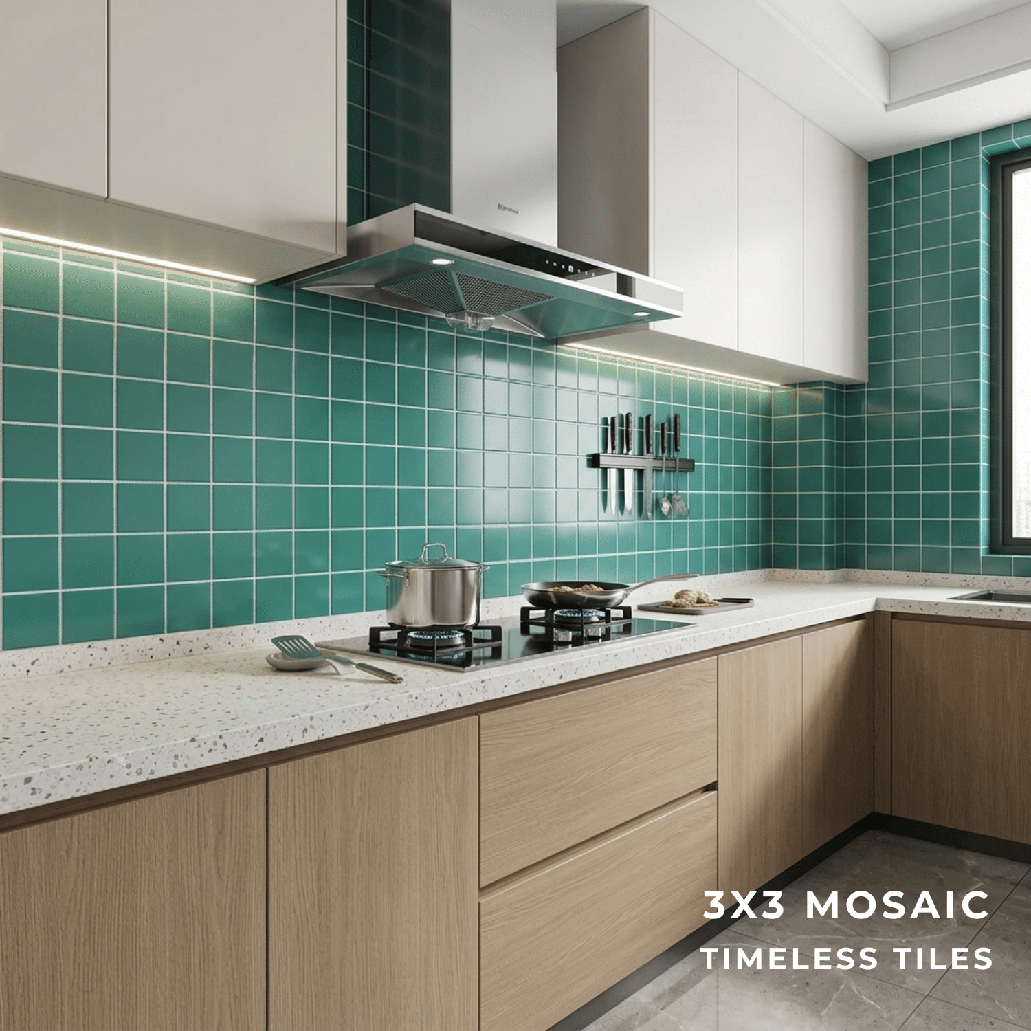โมเสค TIMELESS TILES รุ่น 3X3 SQUARE MOSAIC TILES ขนาด 30X30 ซม. สีเขียวมอส ผิวเงา_4