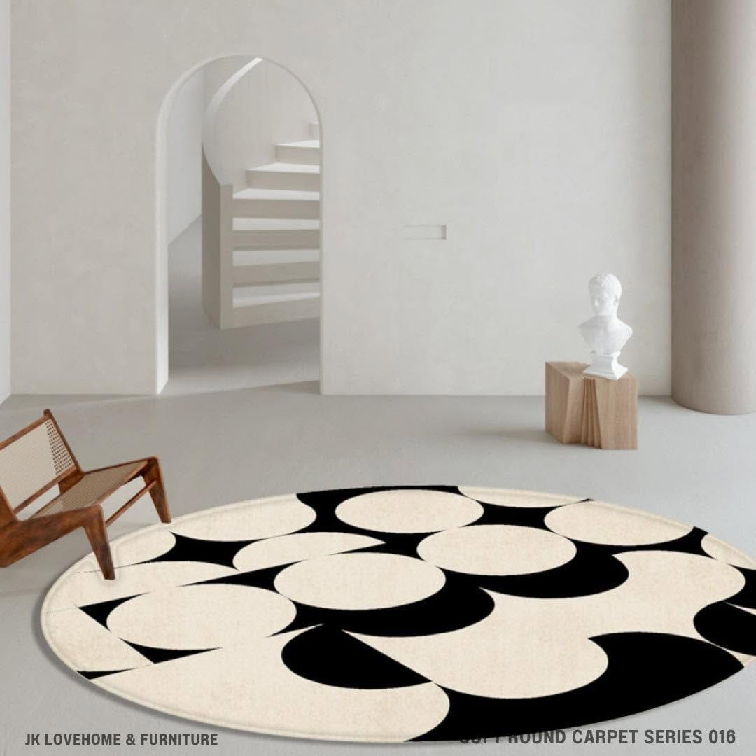 พรมกลม JKLOVEHOME SOFT ROUND CARPET SERIES 016 200 ซม. สีเบจ_1