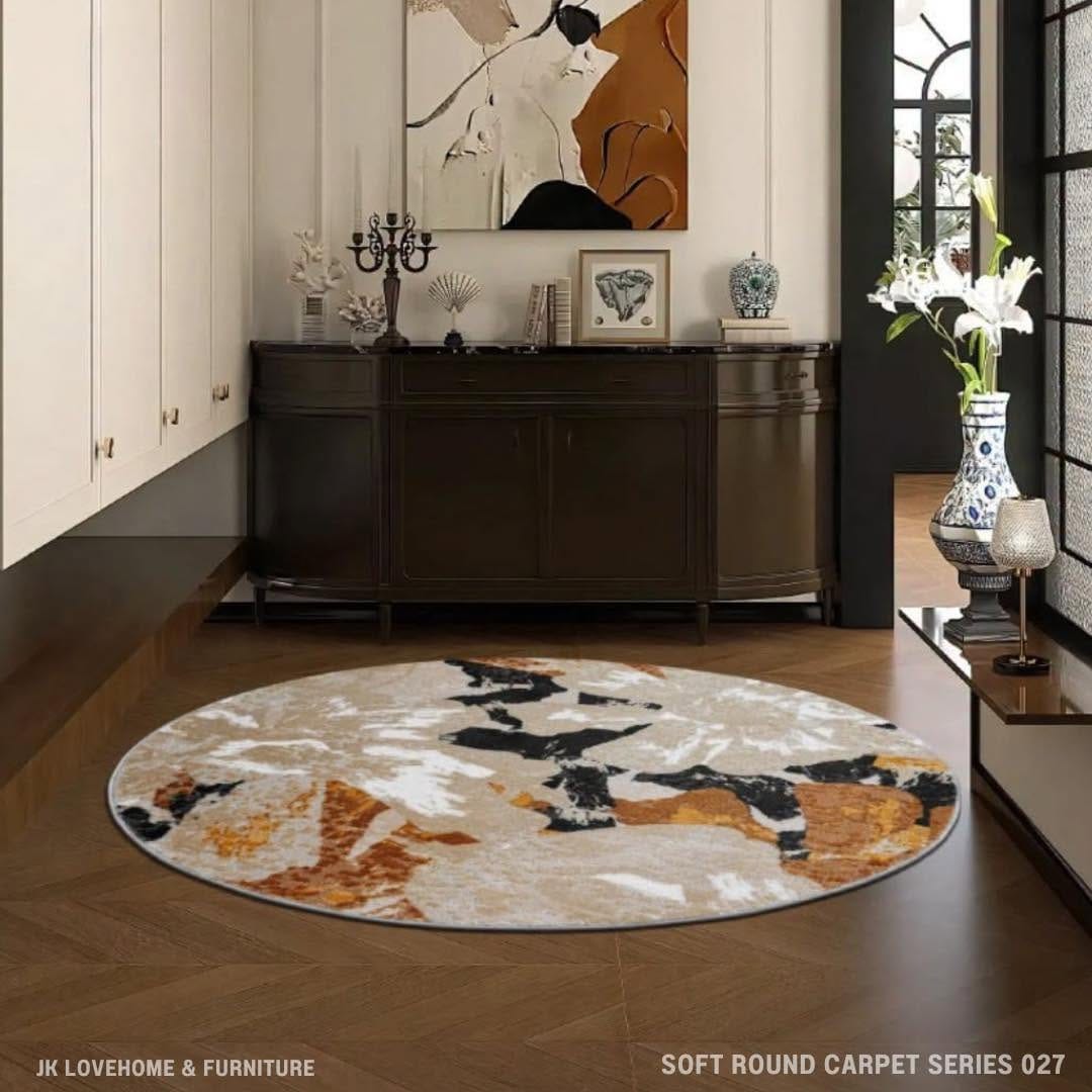 พรมกลม JKLOVEHOME SOFT ROUND CARPET SERIES 027 120 ซม. สีเบจ_1