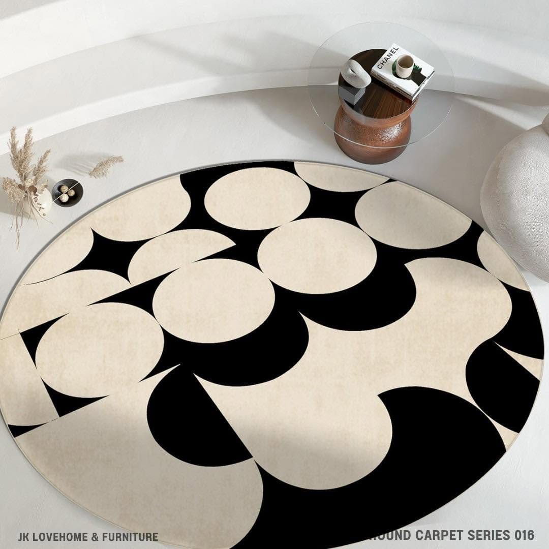 พรมกลม JKLOVEHOME SOFT ROUND CARPET SERIES 016 200 ซม. สีเบจ_2