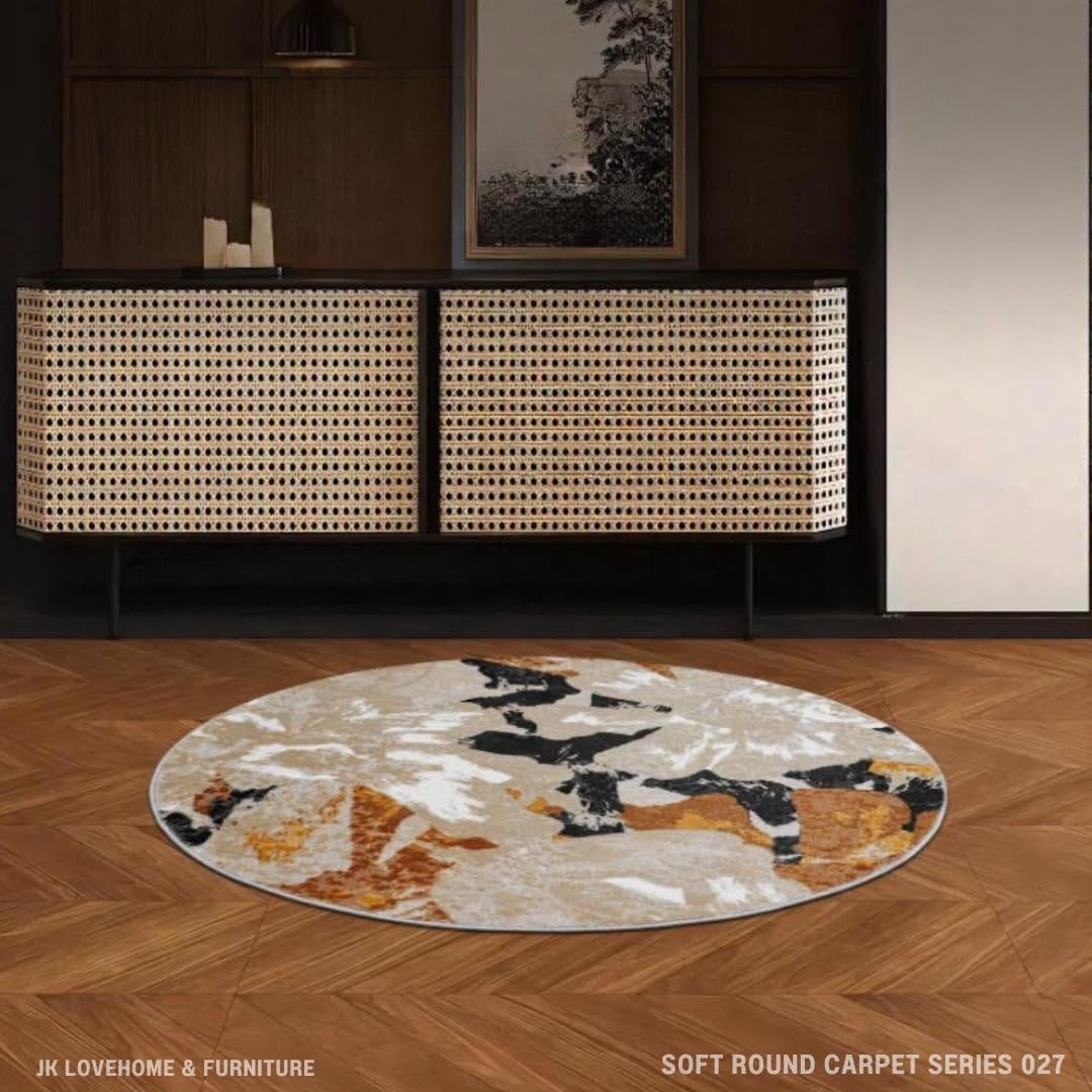 พรมกลม JKLOVEHOME SOFT ROUND CARPET SERIES 027 120 ซม. สีเบจ_2