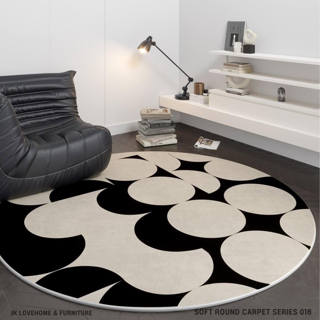 พรมกลม JKLOVEHOME SOFT ROUND CARPET SERIES 016 200 ซม. สีเบจ_3