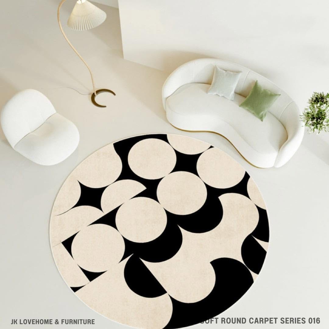 พรมกลม JKLOVEHOME SOFT ROUND CARPET SERIES 016 200 ซม. สีเบจ_4