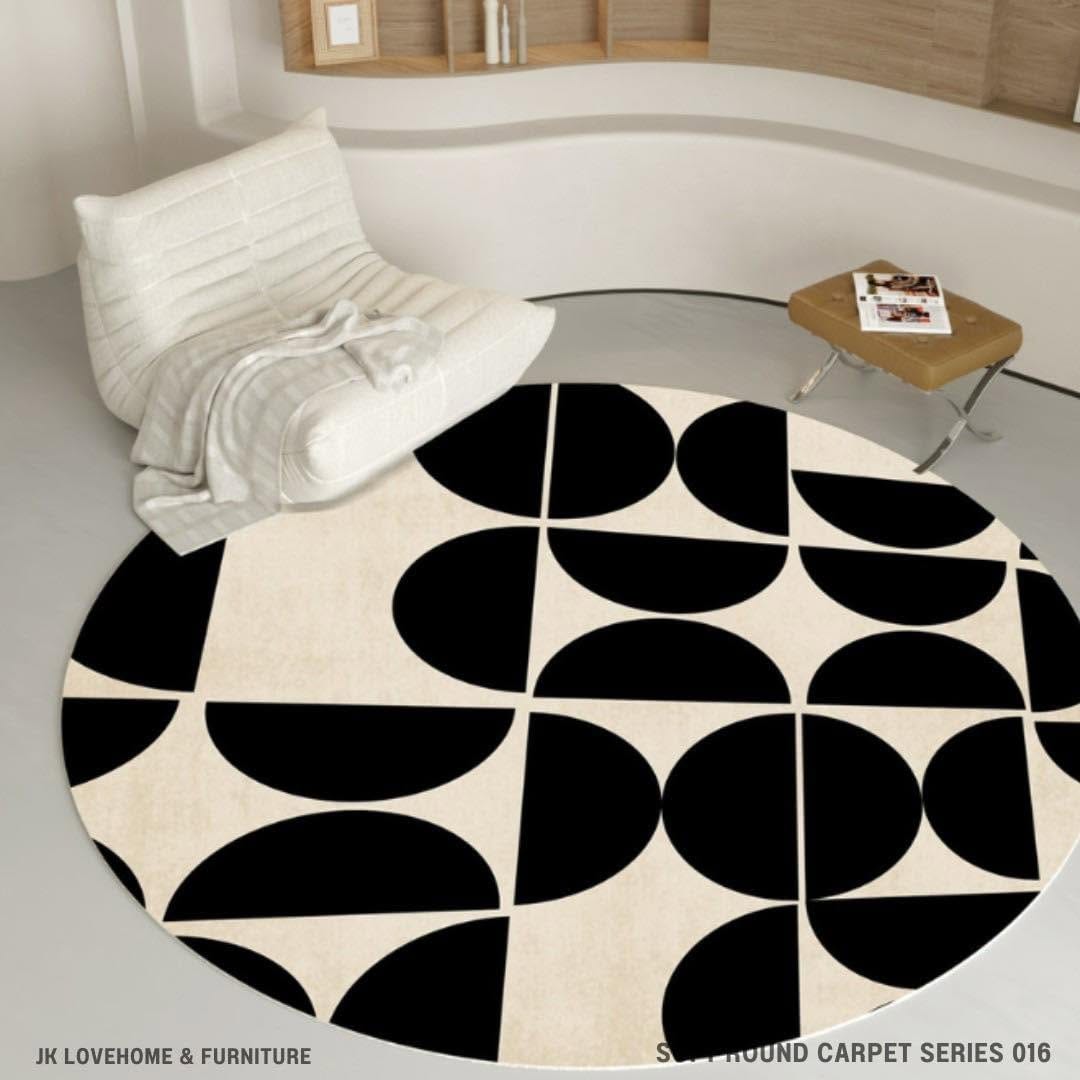 พรมกลม JKLOVEHOME SOFT ROUND CARPET SERIES 016 200 ซม. สีเบจ_5