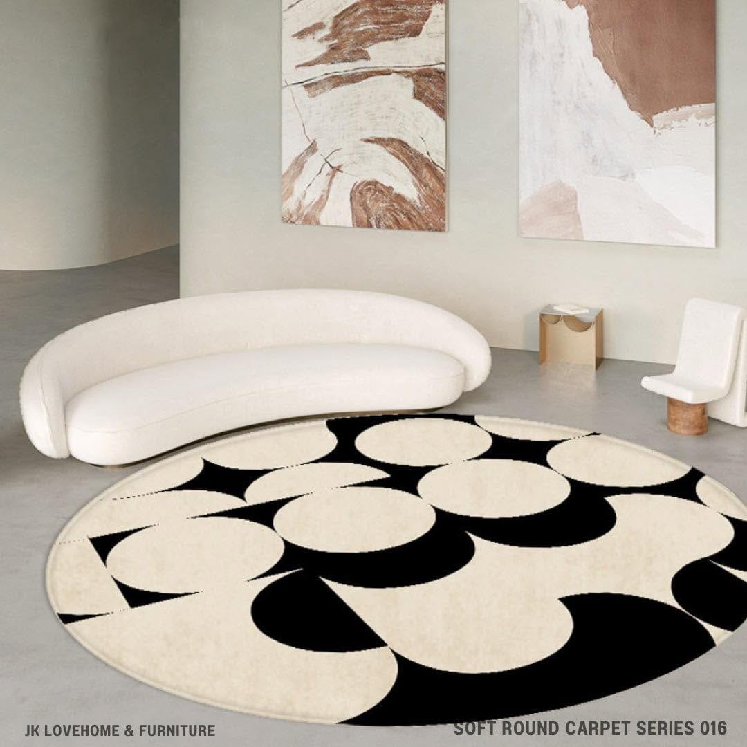 พรมกลม JKLOVEHOME SOFT ROUND CARPET SERIES 016 200 ซม. สีเบจ_8