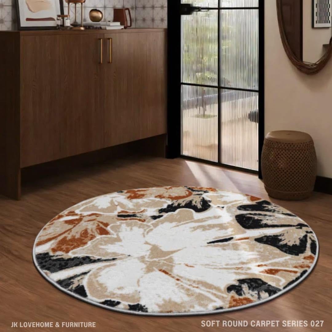 พรมกลม JKLOVEHOME SOFT ROUND CARPET SERIES 027 120 ซม. สีเบจ_5