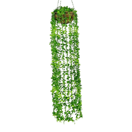 ไม้เลื้อยปลอม PIMARN รุ่น PID021 สูง 110 CM - สีเขียวเข้ม แบบแขวนกระถางใยมะพร้าว