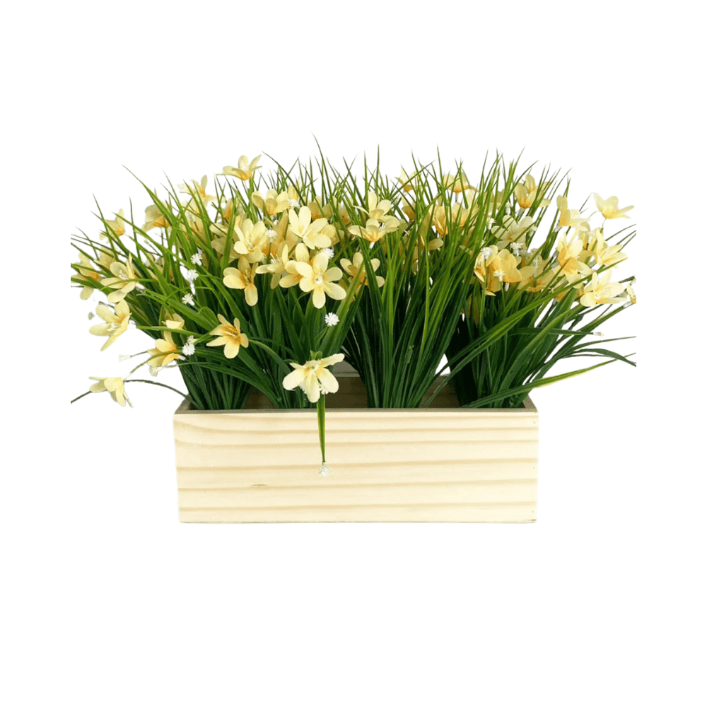 หญ้ามีดอกปลอม PIMARN รุ่น PID589 สูง 30 ซม.,สีเหลือง พร้อมกระถางไม้_0