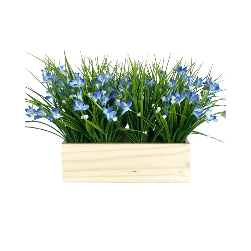หญ้ามีดอกปลอม PIMARN รุ่น PID635 สูง 30 ซม.,สีฟ้า พร้อมกระถางไม้_0