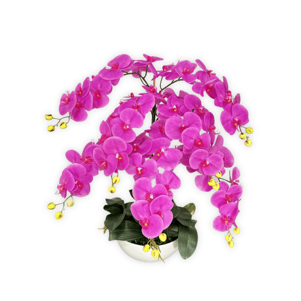 ดอกกล้วยปลอม ช่อใหญ่ PIMARN รุ่น PID861 ,สีม่วง,พร้อมกระถางเซรามิก_0