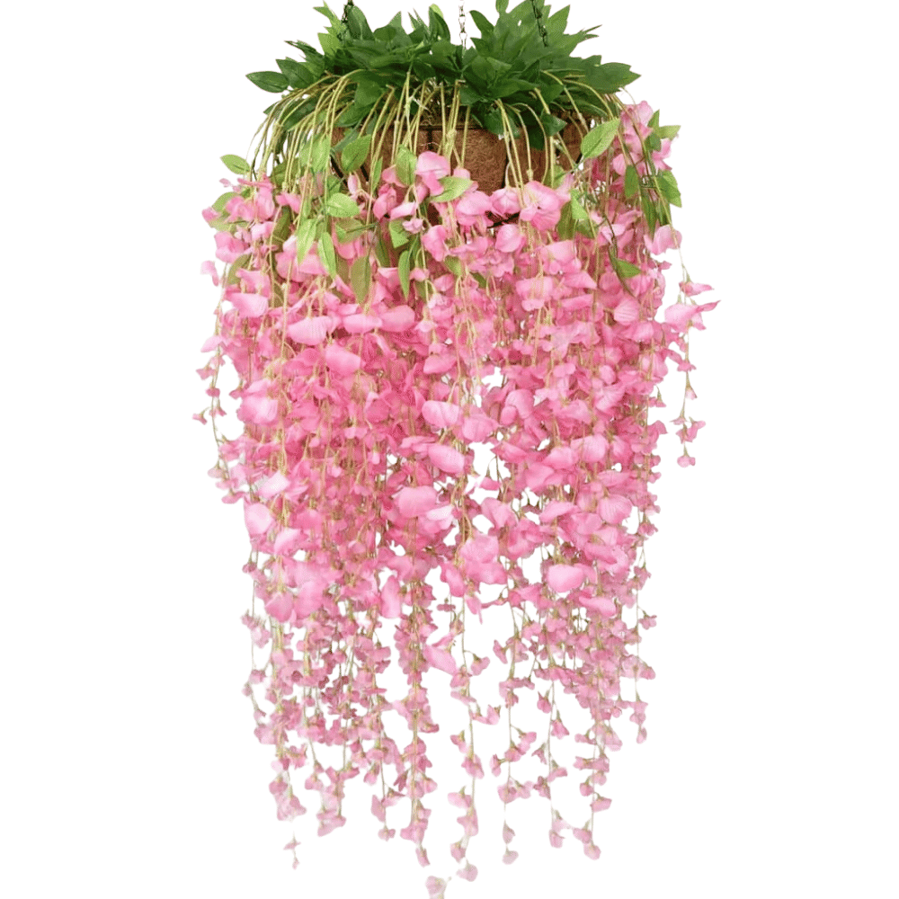 ไม้เลื้อยวิสทีเรียปลอม PIMARN รุ่น PID745 ,สีชมพู,พร้อมกระถางใยมะพร้าว_0