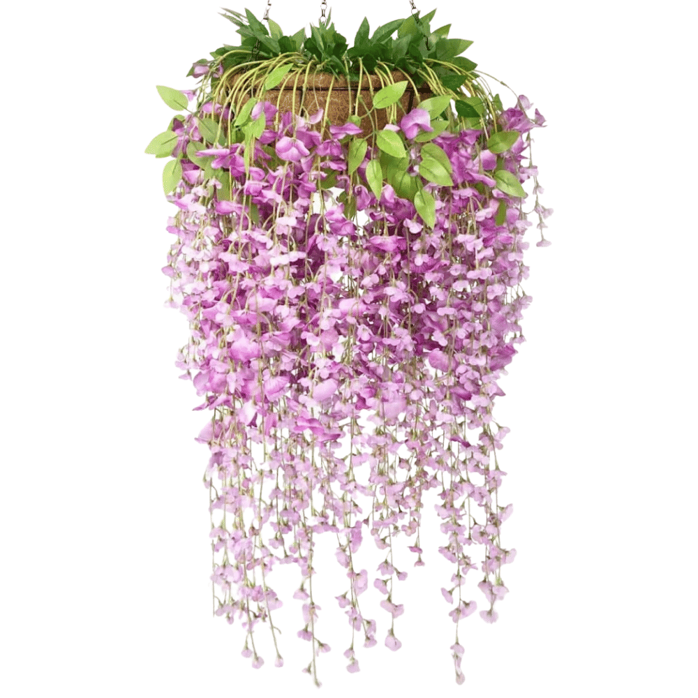 ไม้เลื้อยวิสทีเรียปลอม PIMARN รุ่น PID742 ,สีม่วง,พร้อมกระถางใยมะพร้าว_0