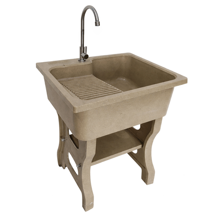 อ่างล้างจานขาตั้ง หินควอตซ์ 1 หลุม 1 ที่พัก DINOSAUR WASHTUB ขนาด 80X60X23ซม. สี SAND