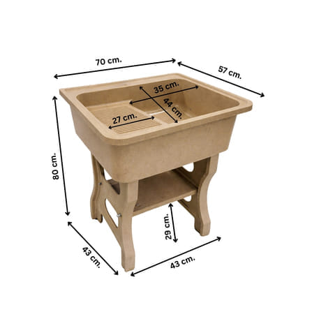 อ่างล้างจานขาตั้ง หินควอตซ์ 1 หลุม 1 ที่พัก DINOSAUR WASHTUB ขนาด 80X70X23ซม. สี SAND_2