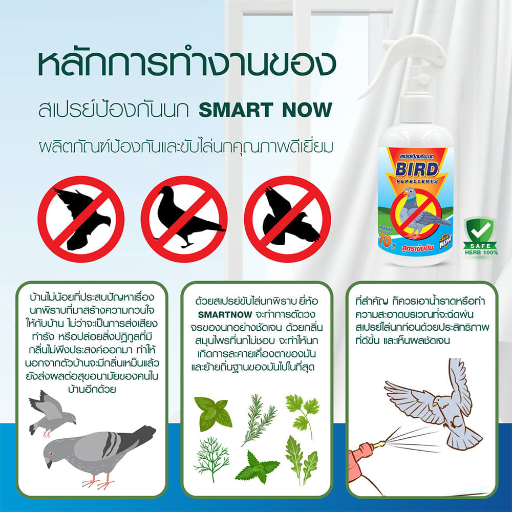 สเปรย์สมุนไพรไล่นก SMARTNOW 250 มล.