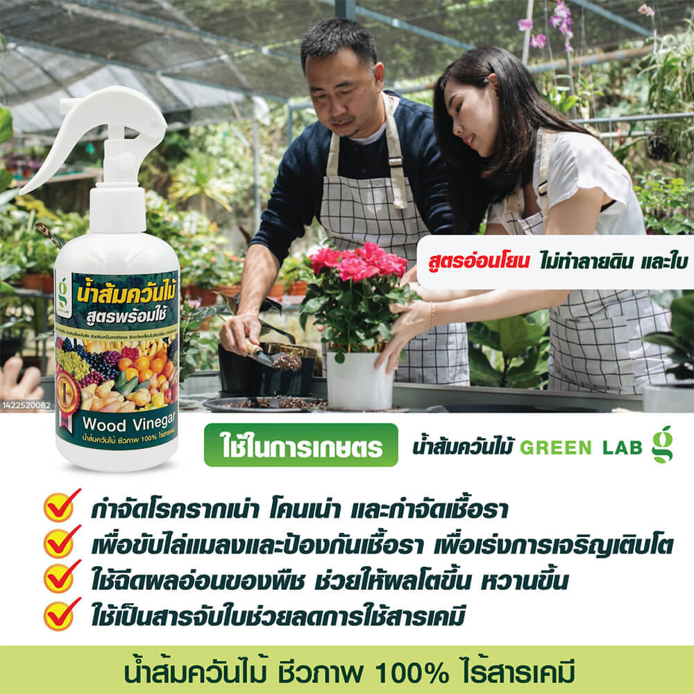 สเปรย์น้ำส้มควันไม้กำจัดแมลง GREEN LAB สูตรพร้อมใช้ น้ำส้มควันไม้แท้ 100% ขนาด 250 มล_2