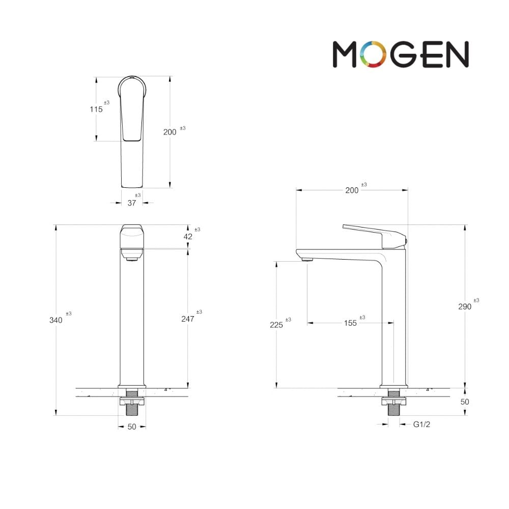 ก๊อกเดี่ยว อ่างล้างหน้า ทรงสูง MOGEN FCA70C#BL​ สีดำ_1
