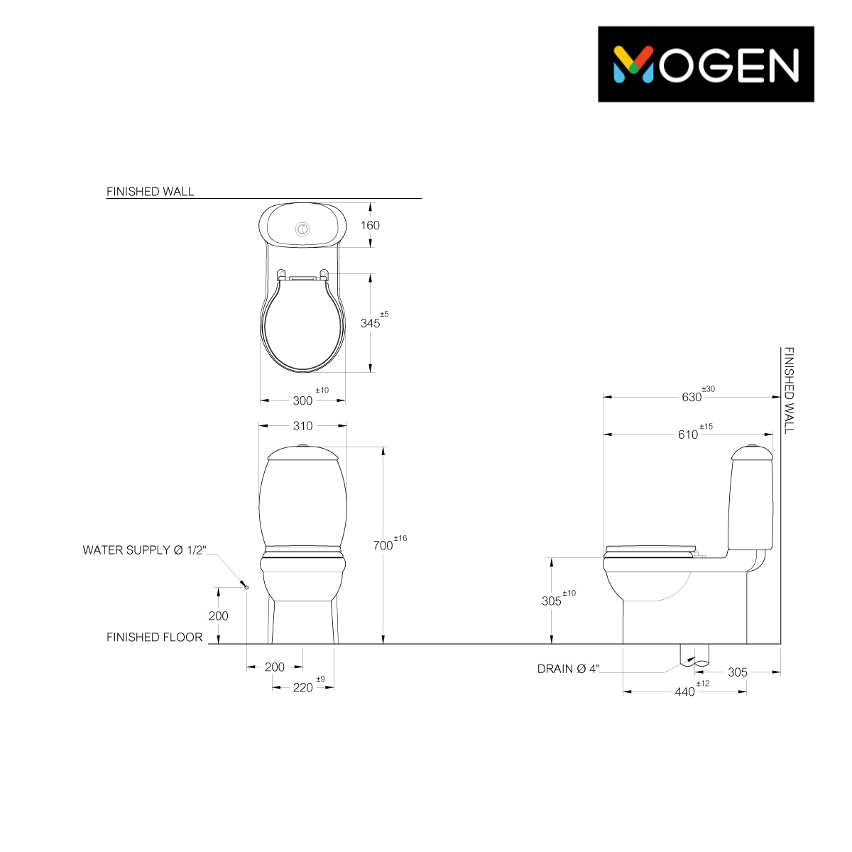 สุขภัณฑ์ 2 ชิ้น สำหรับเด็ก  MOGEN รุ่น MTK03 3/4.5 ลิตร สีขาว_4