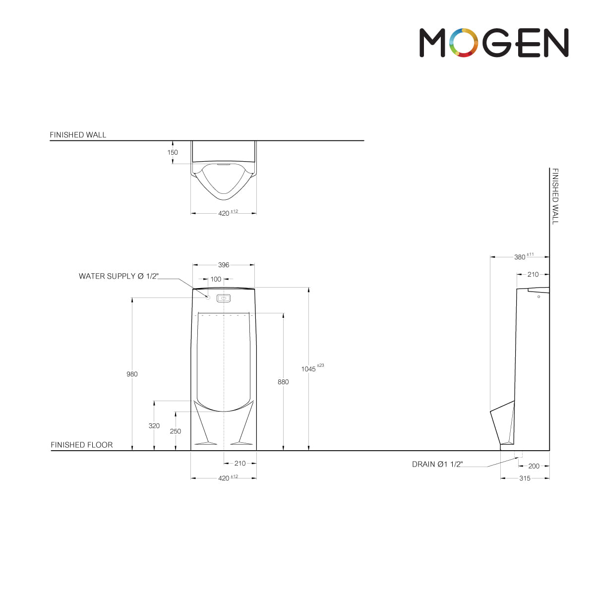 โถปัสสาวะชายเซ็นเซอร์ แบบตั้งพื้น MOGEN รุ่น MUS10 สีขาว_4
