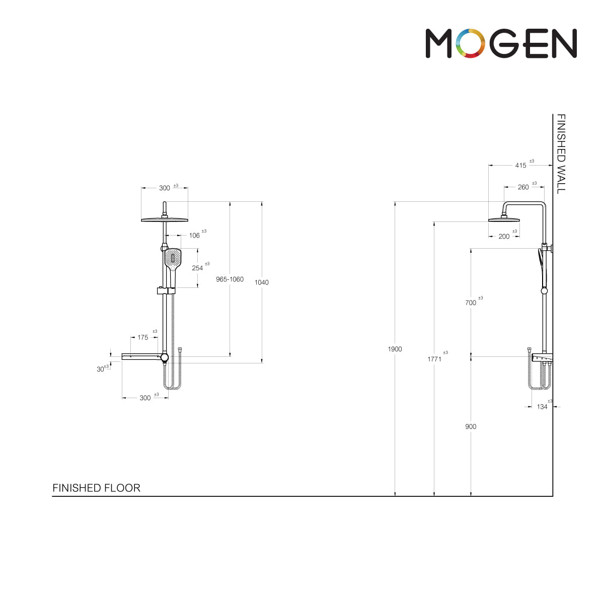 ชุดฝักบัว RAIN SHOWER พร้อมชั้นวางของอเนกประสงค์สีขาว MOGEN SWR07C_4