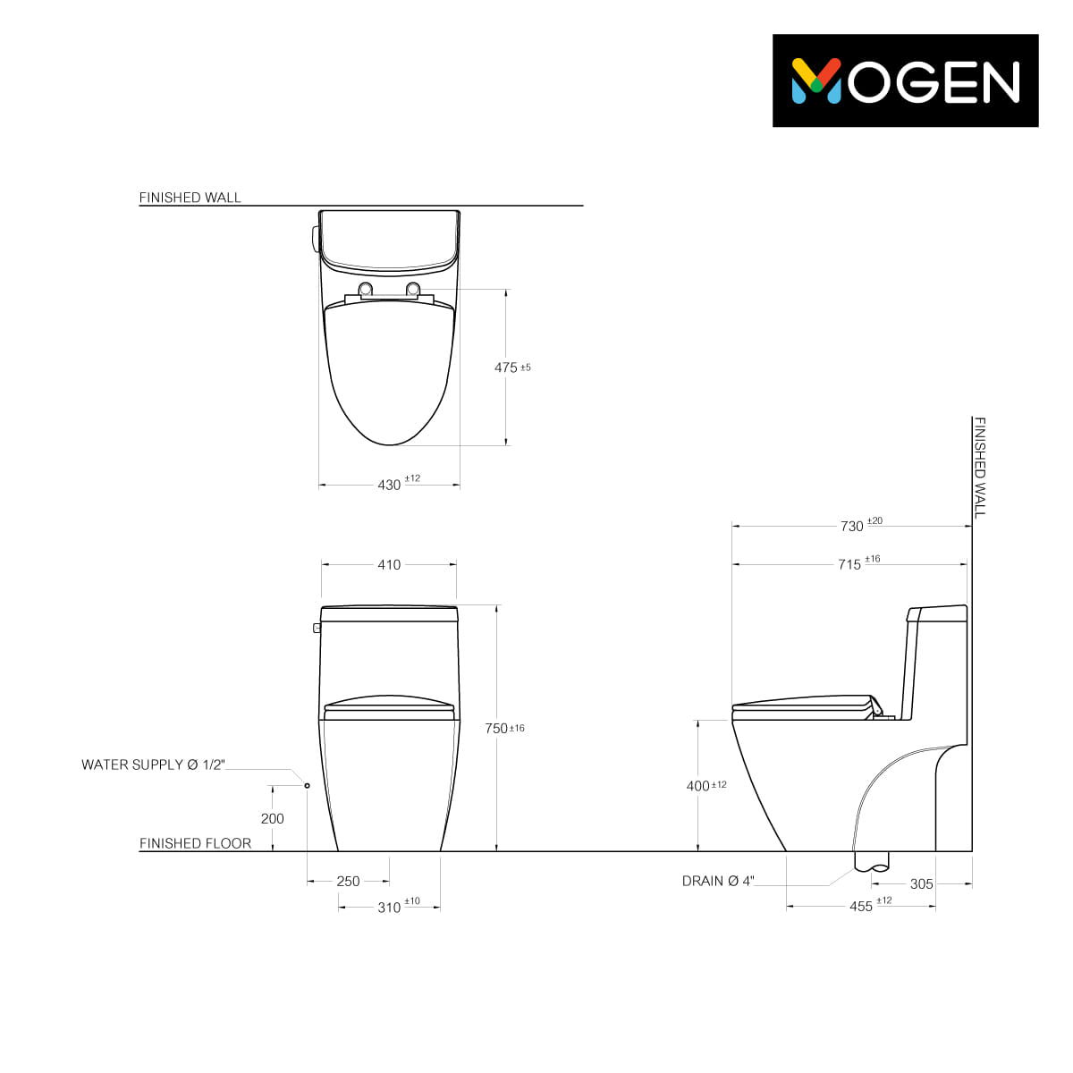 สุขภัณฑ์ 1 ชิ้น  MOGEN รุ่น MO38N ฝา SLOW CLOSE 3/6 สิตร สีขาว_5