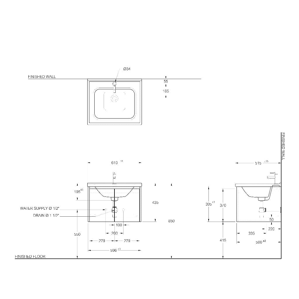 อ่างล้างหน้าพร้อมตู้กันน้ำ 100% MOGEN รุ่น LFU84060P27(SP1)  ขนาด 60 ซม._9