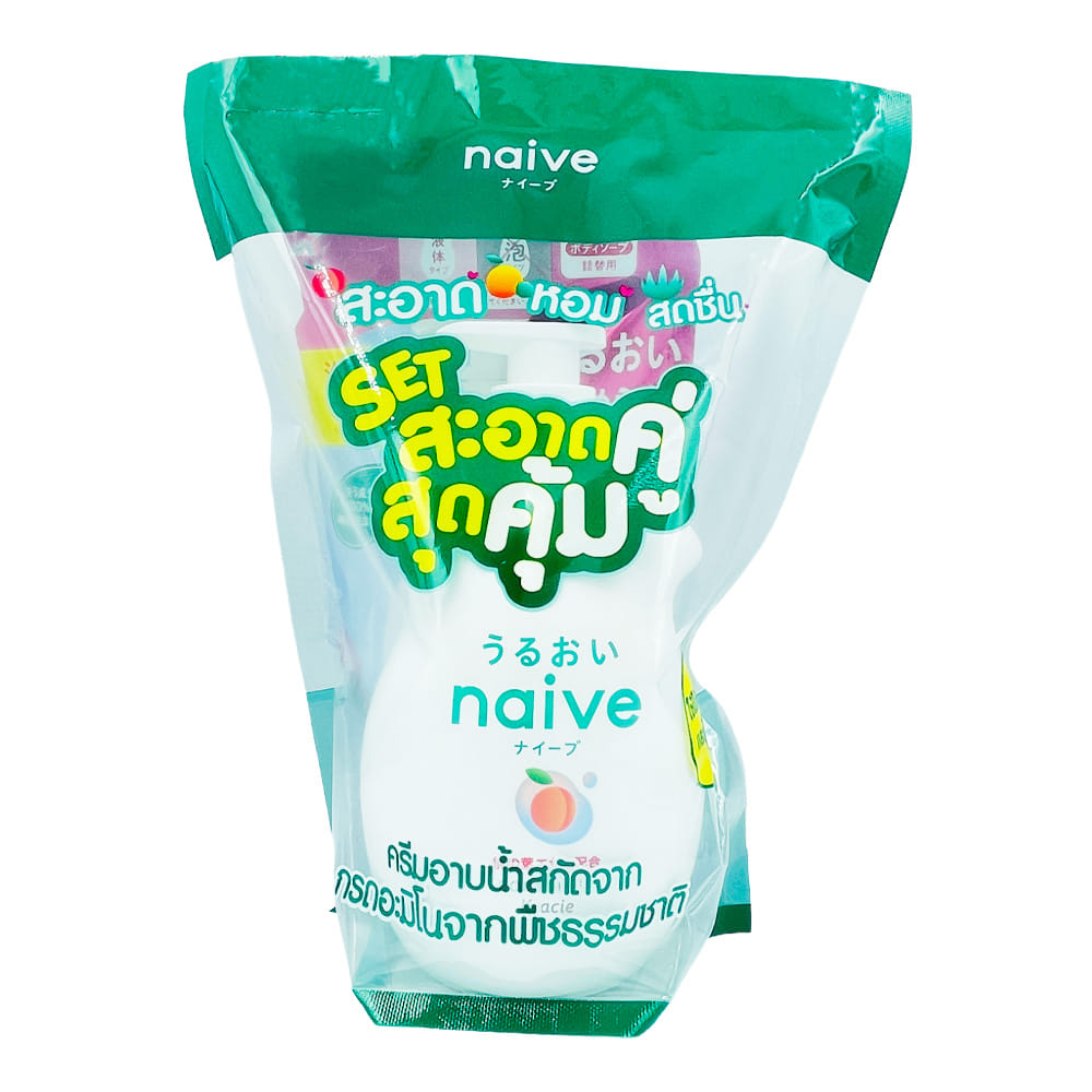 เซ็ทครีมอาบน้ำ NAIVE พีช (กลิ่นพีช) 530 มล + ถุงเติม 360 มล._1