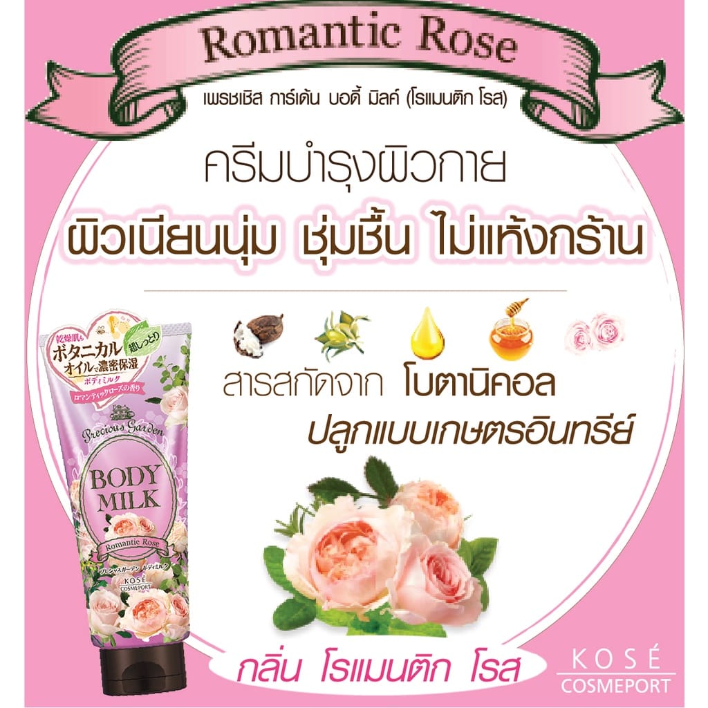 ครีมบำรุงผิวกาย PRECIOUS GARDEN บอดี้ มิลค์ (โรแมนติก โรส) 200 กรัม_4