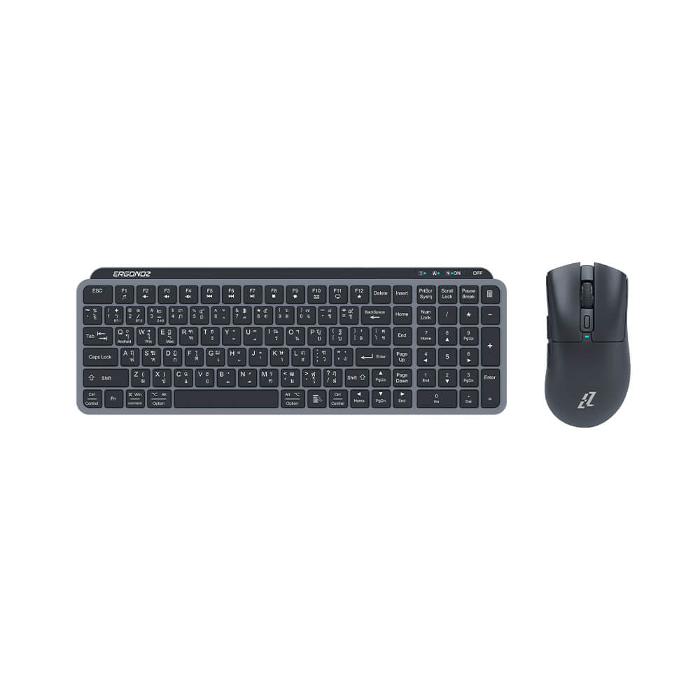 ชุดคีย์บอร์ดไร้สายและเมาส์เกมมิ่งไร้สาย, ERGONOZ EGN-MKB-SET02-B KEYBOARD 01 AND EZZENTIAL GAMING MOUSE VELOZ X SET, สีดำ/ดำ_0